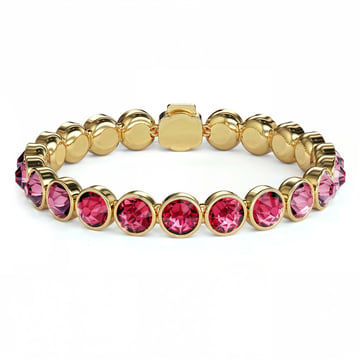 Statement Tennis Bracelet with Rose Crystals Gold Plated