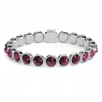 Statement Tennis Bracelet with Amethyst Crystals Rhodium Plated