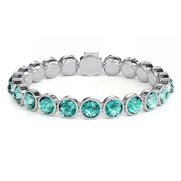 Statement Tennis Bracelet with Light Turquoise Crystals Rhodium Plated