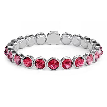 Statement Tennis Bracelet with Rose Crystals Rhodium Plated