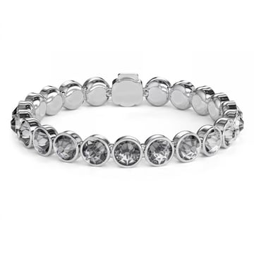 Statement Tennis Bracelet with Crystal Silver Night Crystals Rhodium Plated