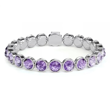 Statement Tennis Bracelet with Violet Crystals Rhodium Plated