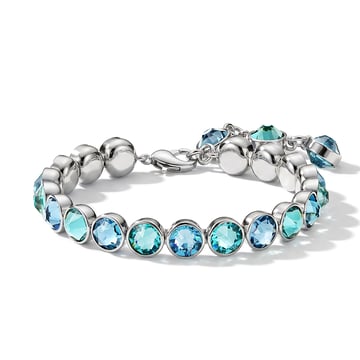 Signature Tennis Bracelet Aquamarine and Light Turquoise Rhodium Plated
