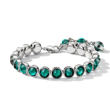 Signature Tennis Bracelet Emerald Rhodium Plated