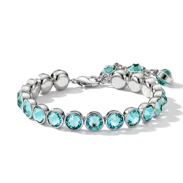 Signature Tennis Bracelet Light Turquoise Rhodium Plated