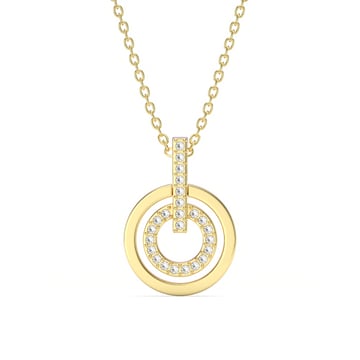 Circle Double Necklace with Clear Crystals Gold Plated