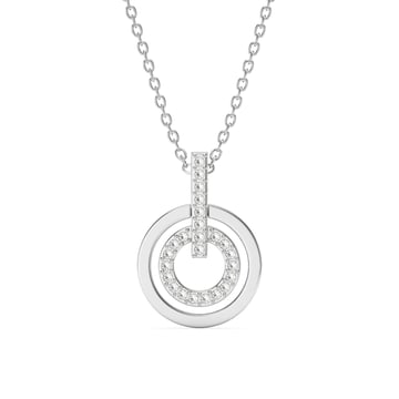 Circle Double Necklace with Clear Crystals Rhodium Plated