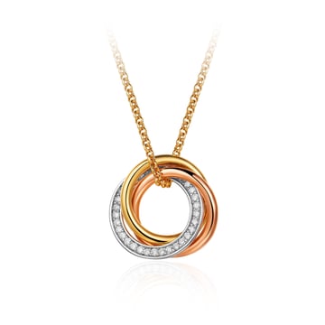 Trinity Brilliance Interlocking Necklace CZ Tri Gold Plated