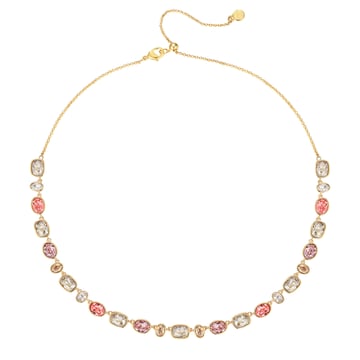 Festival Necklace with Rose Swarovski Crystals Bridal Gold Plated