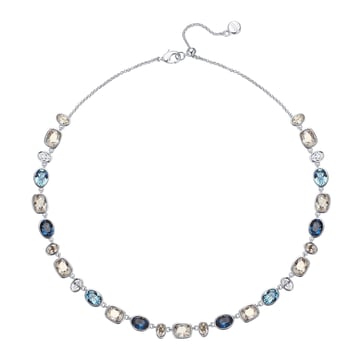 Festival Necklace with Blue Swarovski Crystals Bridal Rhodium Plated