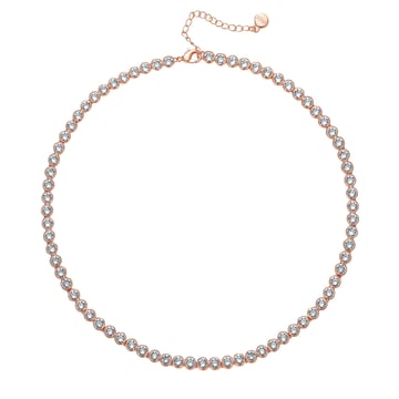 Tennis Necklace with Clear Swarovski Crystals Bridal Rose Gold Plated
