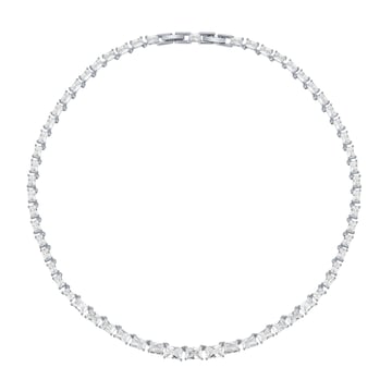 Jazz Tennis Necklace with Baguette Cut Clear Cubic Zirconia Bridal Rhodium Plated