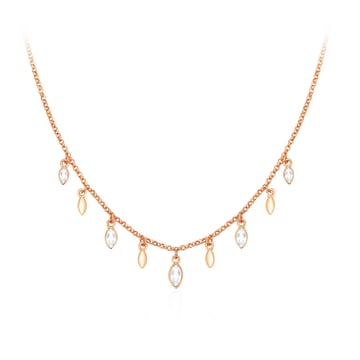 Mayfly Layer Necklace with Clear Swarovski Crystals Rose Gold Plated