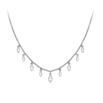 Mayfly Layer Necklace with Clear Swarovski Crystals Rhodium Plated