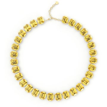 Octagon Sensational Statement Necklace Light Topaz Crystals Gold Plated