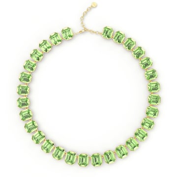 Octagon Sensational Statement Necklace Peridot Crystals Gold Plated