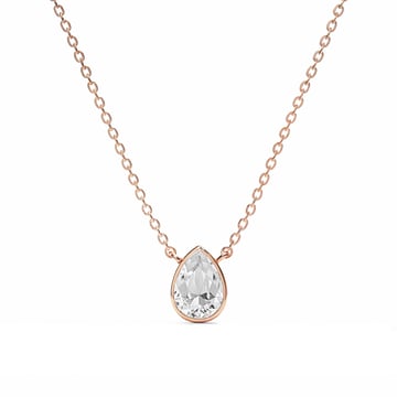 Teardrop Pendant Necklace with Clear Crystals Rose Gold Plated