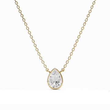 Teardrop Pendant Necklace with Clear Crystals Gold Plated