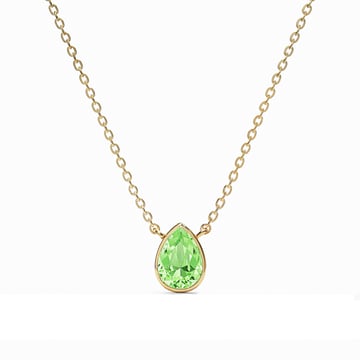 Teardrop Pendant Necklace with Peridot Crystals Gold Plated