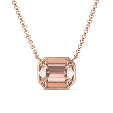 Octagon Pendant Necklace with Vintage Rose Crystals Rose Gold Plated