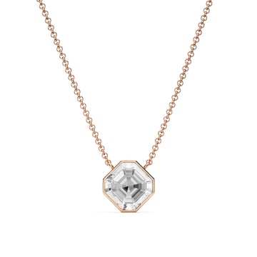 Asscher Pendant Necklace with Clear Crystals Rose Gold Plated