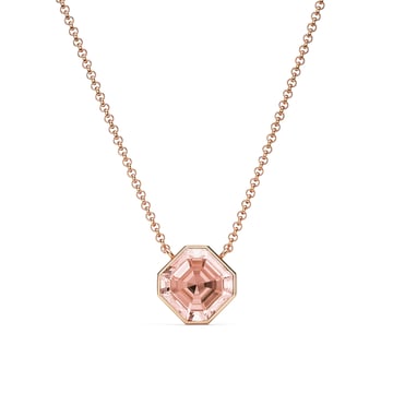 Asscher Pendant Necklace with Vintage Rose Crystals Rose Gold Plated