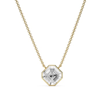 Asscher Pendant Necklace with Clear Crystals Gold Plated