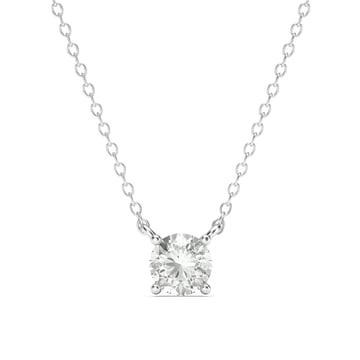 1.0 Carat DE VS+ IGI Certified Lab Grown Diamond Solitaire Pendant Sterling Silver Clear Rhodium Plated