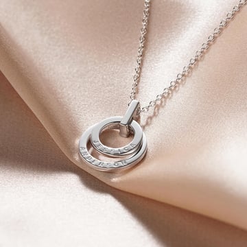 Personalised Metro Double Family Circles Necklace in Sterling Silver