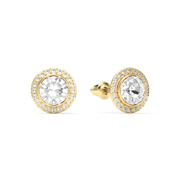Angelic Stud Earrings Clear Crystals Gold Plated