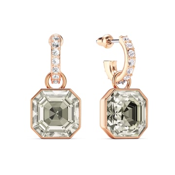Asscher Mix Charms and Eternity 11mm Carrier Earrings Set Crystal Silver Shade Rose Gold Plated