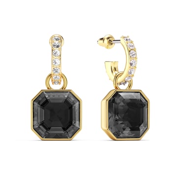 Asscher Mix Charms and Eternity 11mm Carrier Earrings Set Crystal Silver Night Gold Plated