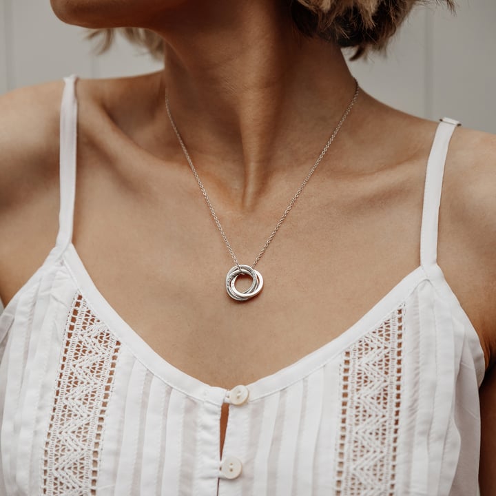 Personalised Interlocking Triple Family Circles Necklace in Sterling Silver