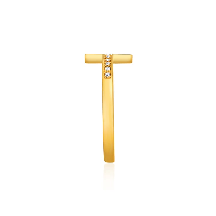 Minimalist Cross Ring with Clear Swarovski Crystals Gold Plated