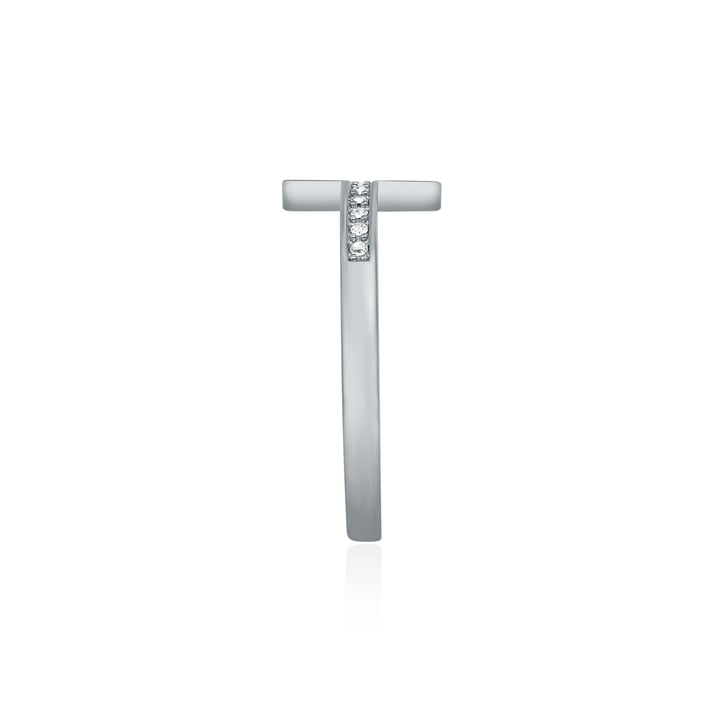 Minimalist Cross Ring with Clear Swarovski Crystals Rhodium Plated
