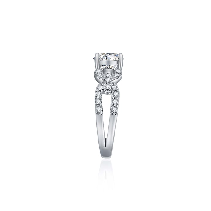 Regal Royalty Statement Ring Rhodium Plated Clear