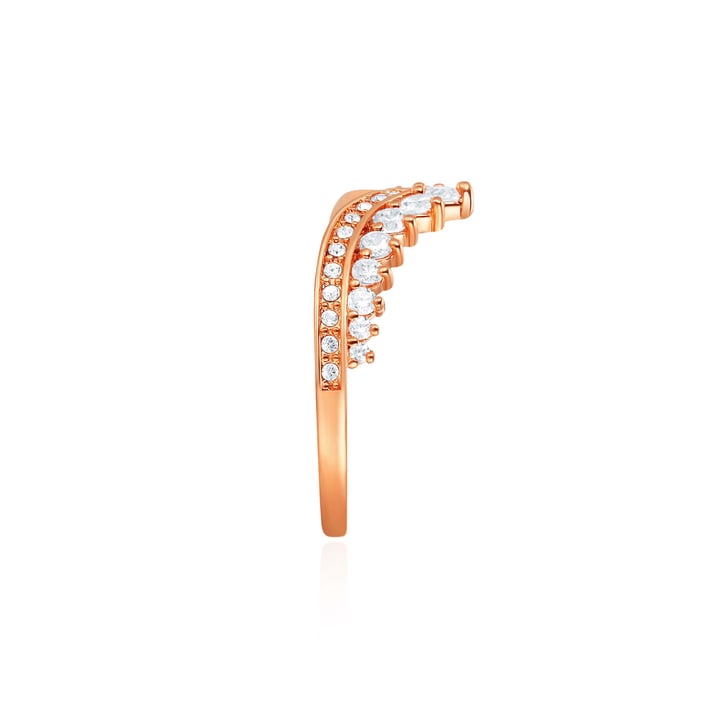 Princess Wishbone Ring with Clear Swarovski Crystals Rose Gold Plated