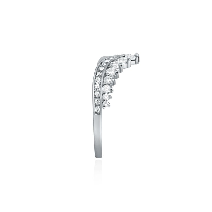 Princess Wishbone Ring with Clear Swarovski Crystals Rhodium Plated