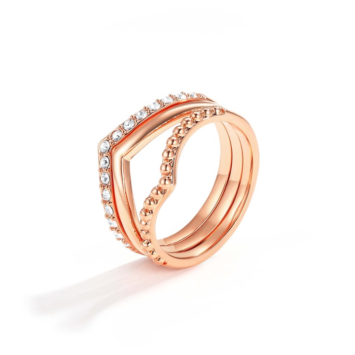 Wishbone Trio Stackable Ring Clear Rose Gold Plated