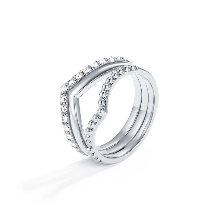 Wishbone Trio Stackable Ring Clear Rhodium Plated