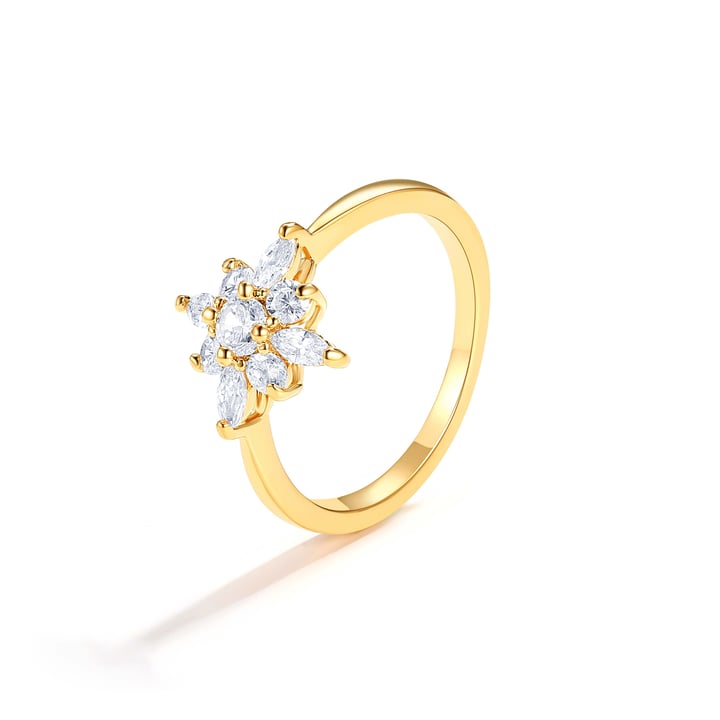 Polaris Star Ring with Clear Cubic Zirconia Gold Plated