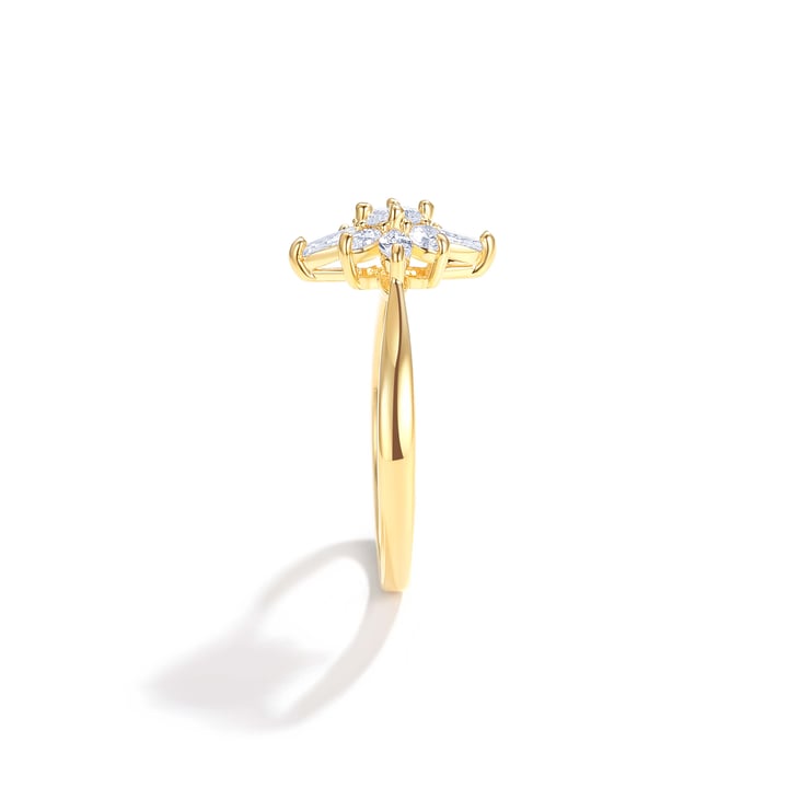 Polaris Star Ring with Clear Cubic Zirconia Gold Plated