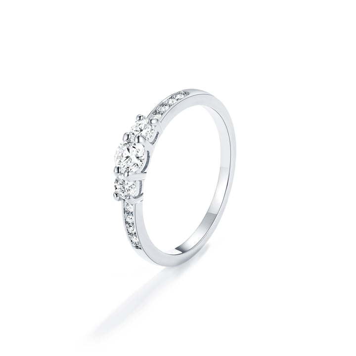 Attract Trilogy Brilliance Ring with Clear Cubic Zirconia Rhodium Plated