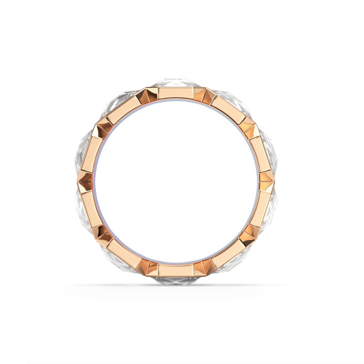 Octagon Band Ring Clear Crystals Rose Gold Plated
