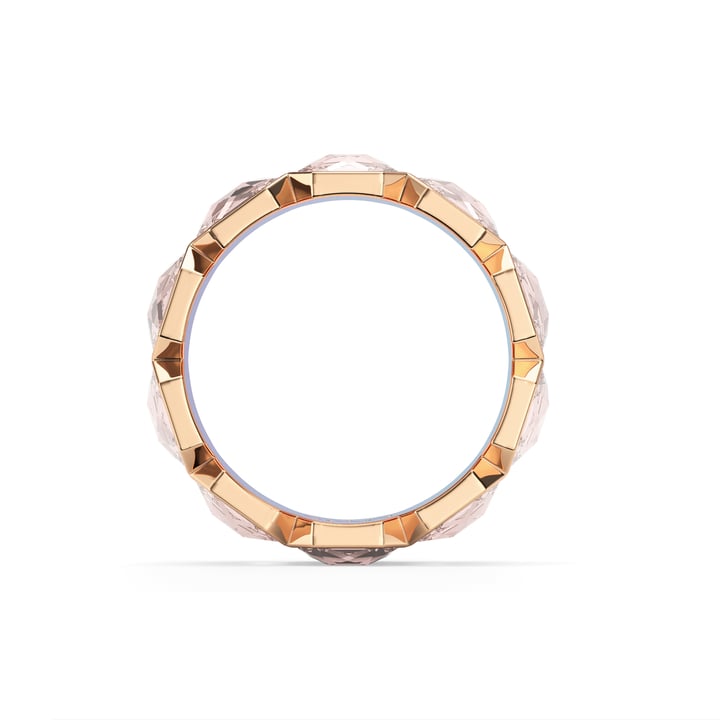 Octagon Band Ring Vintage Rose Crystals Rose Gold Plated