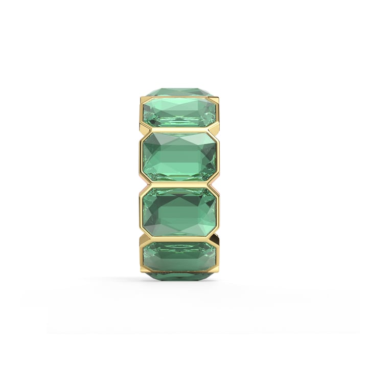 Octagon Band Ring Emerald Crystals Gold Plated