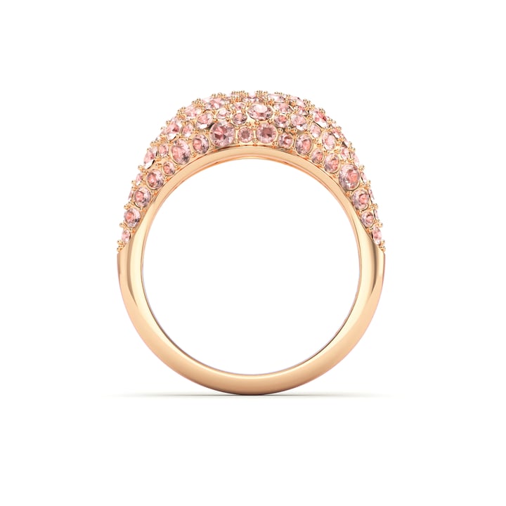 Pave Dome Cocktail Ring Vintage Rose Crystals Rose Gold Plated