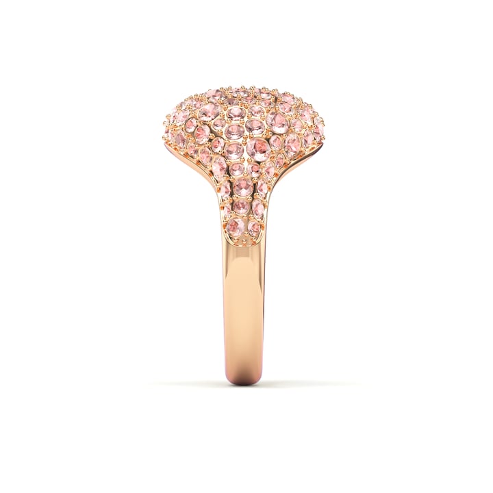 Pave Dome Cocktail Ring Vintage Rose Crystals Rose Gold Plated