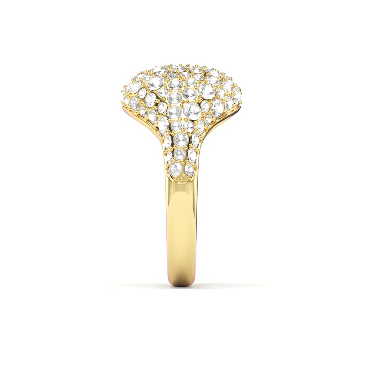 Pave Dome Cocktail Ring Clear Crystals Gold Plated