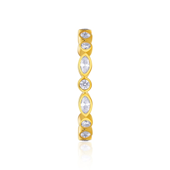Alluring Brilliant Marquise Cut Stackable Ring Sterling Silver Gold Plated